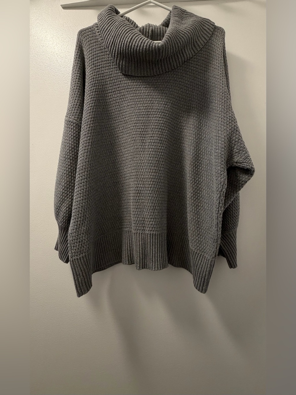 Eight Eight Eight Grey Cowl Neck Oversized Poncho Sweater 2X